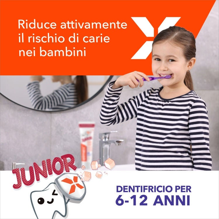 Riduce attivamente il rischio di carie nei bambini